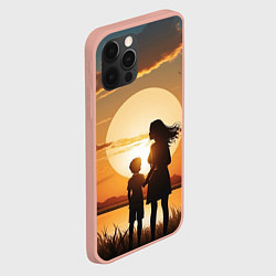 Чехол для iPhone 12 Pro Max Мать и дитя на закате, цвет: 3D-светло-розовый — фото 2