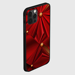 Чехол для iPhone 12 Pro Max Красный материал со складками, цвет: 3D-черный — фото 2
