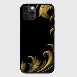 Чехол для iPhone 12 Pro Max Золотой узор в виде пера, цвет: 3D-черный