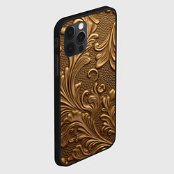 Чехол для iPhone 12 Pro Max Золотые узоры абстракт, цвет: 3D-черный — фото 2