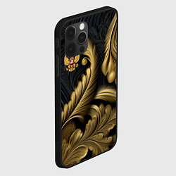 Чехол для iPhone 12 Pro Max Золотой узор и герб России, цвет: 3D-черный — фото 2