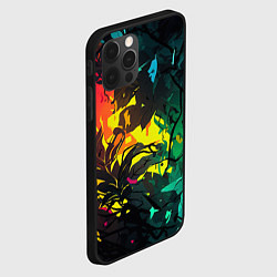 Чехол для iPhone 12 Pro Max Яркие разноцветные абстрактные листья, цвет: 3D-черный — фото 2