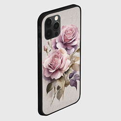 Чехол для iPhone 12 Pro Max Нежные розовые розы на стене, цвет: 3D-черный — фото 2