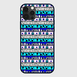 Чехол iPhone 12 Pro Max Полосатый сине-розовый с рисунком