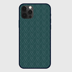 Чехол для iPhone 12 Pro Max Зелёный геометричные линии, цвет: 3D-черный