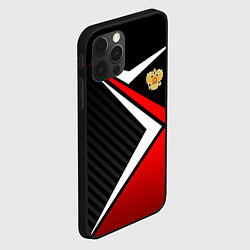 Чехол для iPhone 12 Pro Max Russia - black and red, цвет: 3D-черный — фото 2