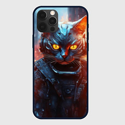 Чехол для iPhone 12 Pro Max Пламенный кот в стиле киберпанк, цвет: 3D-черный