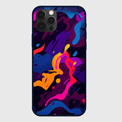 Чехол для iPhone 12 Pro Max Камуфляж из разноцветных красок, цвет: 3D-черный
