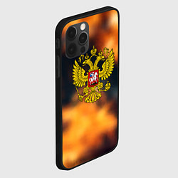 Чехол для iPhone 12 Pro Max Герб РФ градиент огня, цвет: 3D-черный — фото 2