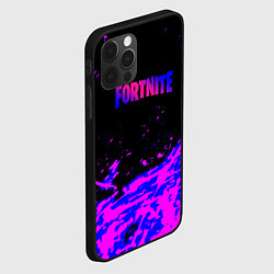 Чехол для iPhone 12 Pro Max Fortnite neon logo steel, цвет: 3D-черный — фото 2