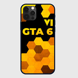 Чехол для iPhone 12 Pro Max GTA 6 - gold gradient посередине, цвет: 3D-черный