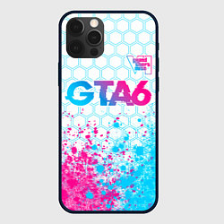 Чехол для iPhone 12 Pro Max GTA6 neon gradient style посередине, цвет: 3D-черный