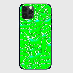Чехол для iPhone 12 Pro Max Светло-зеленый камуфляж, цвет: 3D-черный
