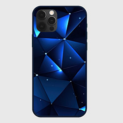 Чехол для iPhone 12 Pro Max Синяя геометрическая абстракция, цвет: 3D-черный