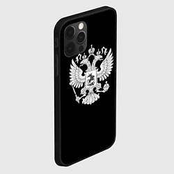 Чехол для iPhone 12 Pro Max Герб РФ серый патриотический, цвет: 3D-черный — фото 2