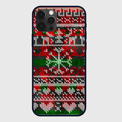 Чехол для iPhone 12 Pro Max Вязанный орнамент узор, цвет: 3D-черный