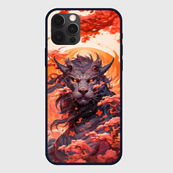 Чехол для iPhone 12 Pro Max Тигровый дракон сакура, цвет: 3D-черный
