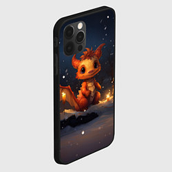 Чехол для iPhone 12 Pro Max Маленький дракон и снег, цвет: 3D-черный — фото 2