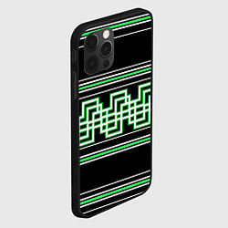 Чехол для iPhone 12 Pro Max Греческие линии белы и зелёные, цвет: 3D-черный — фото 2
