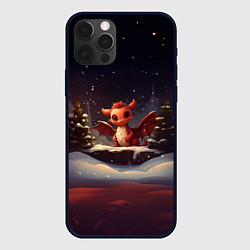 Чехол для iPhone 12 Pro Max Дракон в зимнем лесу, цвет: 3D-черный