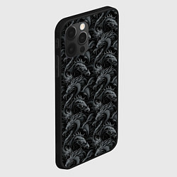 Чехол для iPhone 12 Pro Max Черные драконы паттерн, цвет: 3D-черный — фото 2