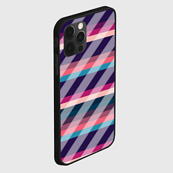Чехол для iPhone 12 Pro Max Косая клетка: разные оттенки фиолетового, цвет: 3D-черный — фото 2