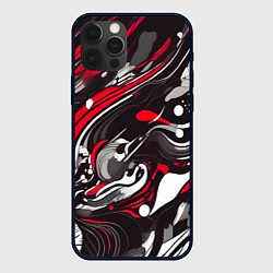 Чехол для iPhone 12 Pro Max Красно-белые волны, цвет: 3D-черный