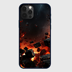 Чехол для iPhone 12 Pro Max Взрыв плит и огонь, цвет: 3D-черный