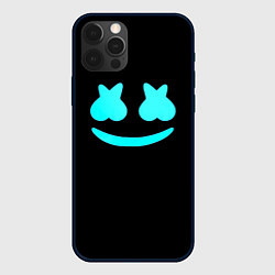 Чехол для iPhone 12 Pro Max Маршмеллоу голубое лого, цвет: 3D-черный