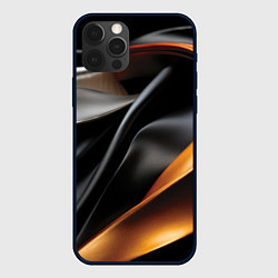 Чехол для iPhone 12 Pro Max Черная и оранжевая материя, цвет: 3D-черный