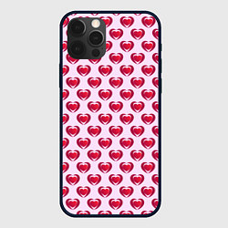 Чехол для iPhone 12 Pro Max Двойное сердце на розовом фоне, цвет: 3D-черный
