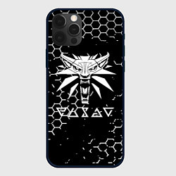 Чехол для iPhone 12 Pro Max Ведьмак лого текстура соты, цвет: 3D-черный