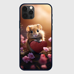 Чехол для iPhone 12 Pro Max Милый маленький хомячок с сердечком, цвет: 3D-черный
