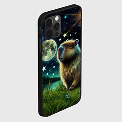 Чехол для iPhone 12 Pro Max Капибара прогулки в полнолуние, цвет: 3D-черный — фото 2