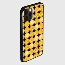 Чехол для iPhone 12 Pro Max Золотые монеты Биткоин, Доджкоин, Шиба ину паттерн, цвет: 3D-черный — фото 2