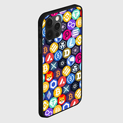 Чехол для iPhone 12 Pro Max Криптовалюта Биткоин, Эфириум, Тетхер, Солана патт, цвет: 3D-черный — фото 2