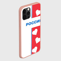 Чехол для iPhone 12 Pro Max Россия с сердечками, цвет: 3D-светло-розовый — фото 2