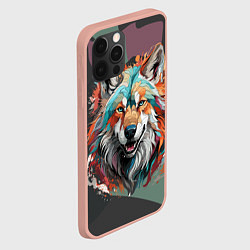 Чехол для iPhone 12 Pro Max Голова яркого волка, цвет: 3D-светло-розовый — фото 2
