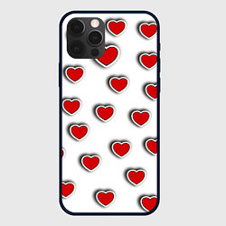 Чехол для iPhone 12 Pro Max Стикеры наклейки объемные сердечки, цвет: 3D-черный