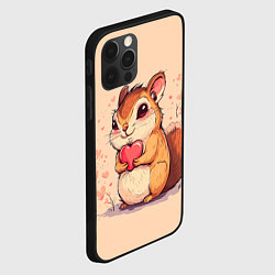 Чехол для iPhone 12 Pro Max Милая белочка с сердечком 14 февраля, цвет: 3D-черный — фото 2