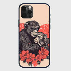 Чехол для iPhone 12 Pro Max Влюбленные обезьяны 14 февраля, цвет: 3D-черный