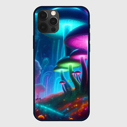 Чехол для iPhone 12 Pro Max Планета цветных неоновых грибов, цвет: 3D-черный