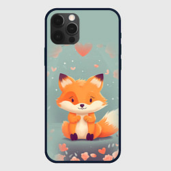 Чехол для iPhone 12 Pro Max Лисенок и сердечки, цвет: 3D-черный