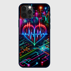 Чехол для iPhone 12 Pro Max Неоновое сердце - кардиограмма, цвет: 3D-черный