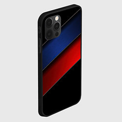 Чехол для iPhone 12 Pro Max Синие и красные полосы, цвет: 3D-черный — фото 2