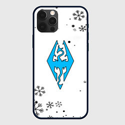 Чехол для iPhone 12 Pro Max Skyrim logo winter, цвет: 3D-черный