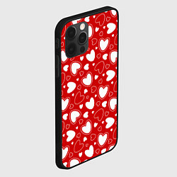 Чехол для iPhone 12 Pro Max Белые сердечки на красном фоне, цвет: 3D-черный — фото 2