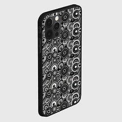 Чехол для iPhone 12 Pro Max Черно-белый абстрактный узор круги, цвет: 3D-черный — фото 2