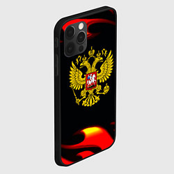 Чехол для iPhone 12 Pro Max Герб РФ огонь, цвет: 3D-черный — фото 2