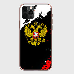 Чехол для iPhone 12 Pro Max Россия герб текстура краски, цвет: 3D-светло-розовый